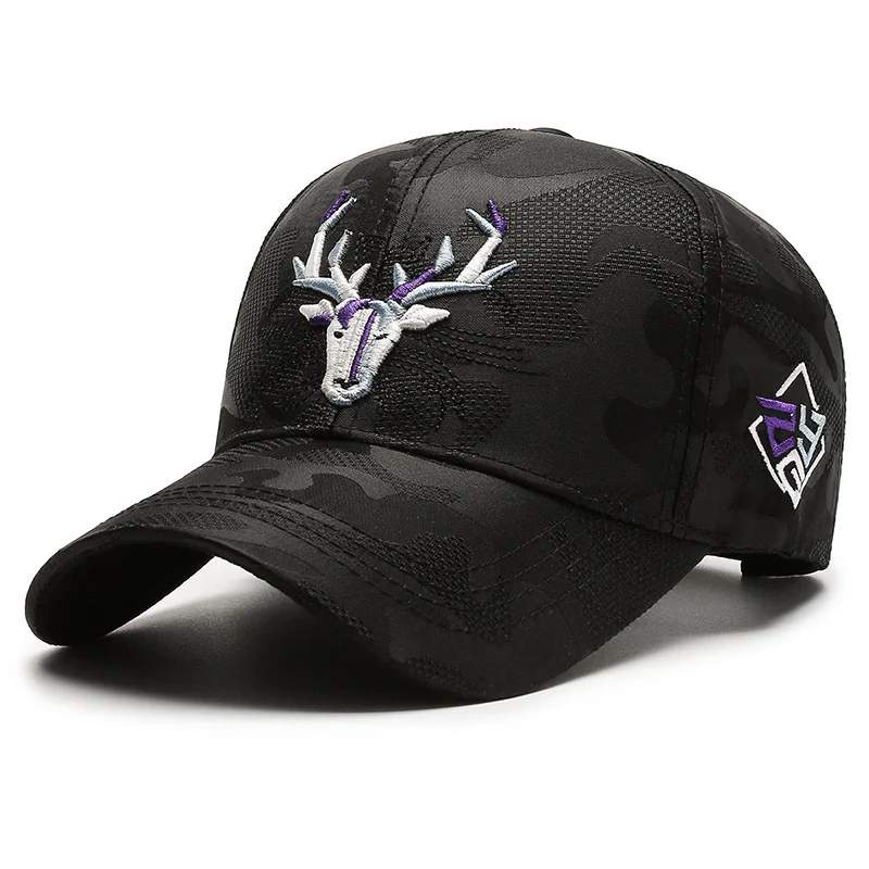 Korean Style Embroidered Elk Outdoor Leisure Cotton Baseball Cap
